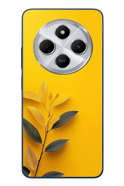 Le Balvo Redmi 14C Uyumlu Sarı Siyah Çiçekler Baskılı Silikon Kılıf ürün görseli 1