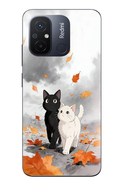 Le Balvo Redmi 12C Uyumlu Sonbahar Kedileri Baskılı Silikon Kılıf ürün görseli 1