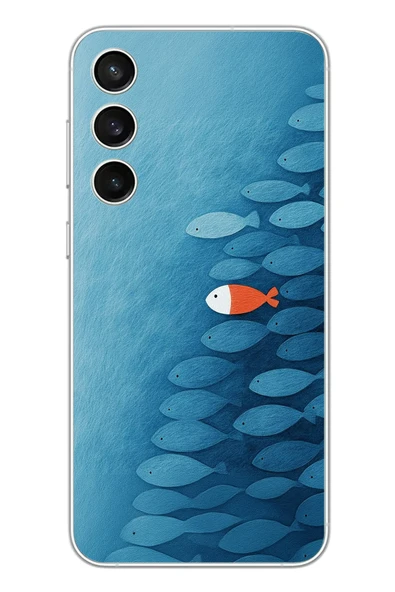 Le Balvo Samsung Galaxy S23 Fe Uyumlu Balıklar Yüzüyor Baskılı Silikon Kılıf ürün görseli 1