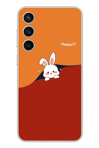 Le Balvo Samsung Galaxy S23 Fe Uyumlu Mutlu Tavşan Baskılı Silikon Kılıf ürün görseli 1