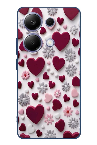 Le Balvo Poco X7 Pro Uyumlu Kırmızı ve Pembe Kalpler Baskılı Silikon Kılıf ürün görseli 1