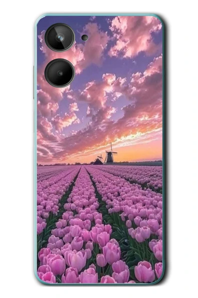 Le Balvo Realme 10 4G Uyumlu Lale Bahçesi Baskılı Silikon Kılıf ürün görseli 1