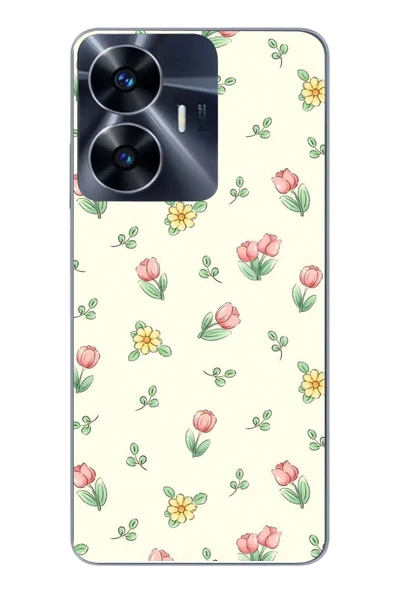 Le Balvo Realme C55 Uyumlu Lale Çiçekleri Baskılı Silikon Kılıf ürün görseli 1