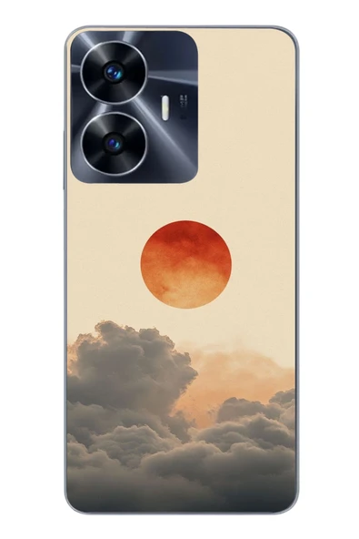 Le Balvo Realme C55 Uyumlu Bulut ve Güneş Baskılı Silikon Kılıf ürün görseli 1