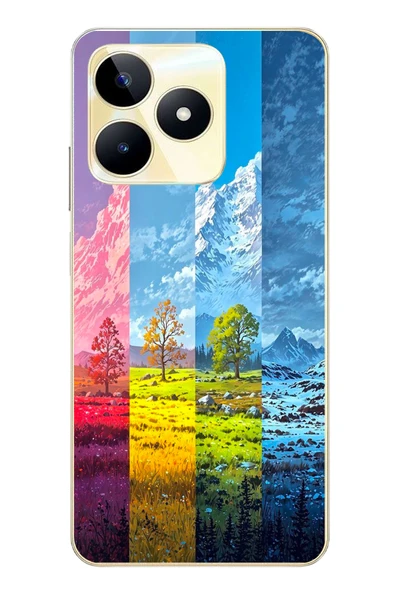 Le Balvo Realme C53 Uyumlu Dört Mevsim Manzara Baskılı Silikon Kılıf ürün görseli 1
