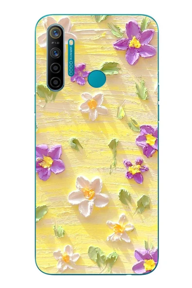 Le Balvo Realme 5i Uyumlu Mor Papatyalar Baskılı Silikon Kılıf ürün görseli 1