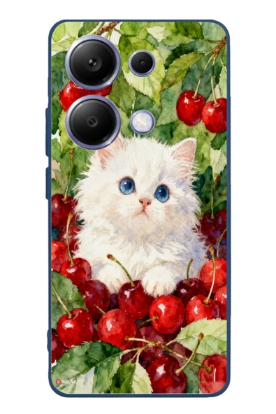 Le Balvo Poco X7 Pro Uyumlu Kirazlı Kedi Baskılı Silikon Kılıf ürün görseli 1
