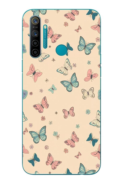 Le Balvo Realme 5i Uyumlu Renkli Kelebekler Baskılı Silikon Kılıf ürün görseli 1
