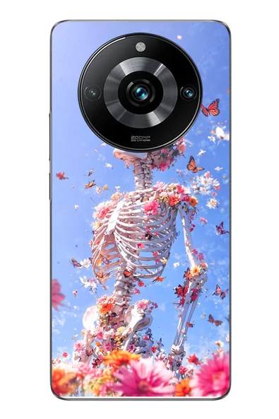 Le Balvo Realme 11 Pro Uyumlu İskelet Çiçekleri Baskılı Silikon Kılıf ürün görseli 1