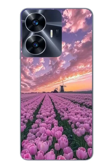 Le Balvo Realme C55 Uyumlu Lale Bahçesi Baskılı Silikon Kılıf ürün görseli 1