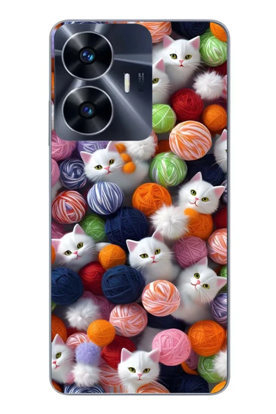Le Balvo Realme C55 Uyumlu Renkli Kediler Baskılı Silikon Kılıf ürün görseli 1