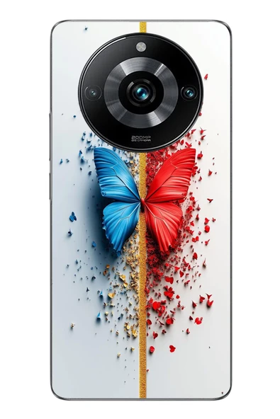 Le Balvo Realme 11 Pro Uyumlu Kırmızı Mavi Kelebek Baskılı Silikon Kılıf ürün görseli 1