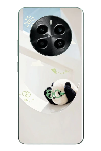 Le Balvo Realme 12 4G Uyumlu Gözlüklü Panda Baskılı Silikon Kılıf ürün görseli 1