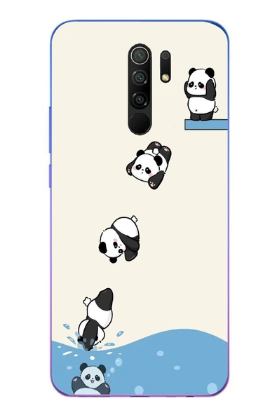 Le Balvo Redmi 9 Uyumlu Yüzen Pandalar Baskılı Silikon Kılıf ürün görseli 1