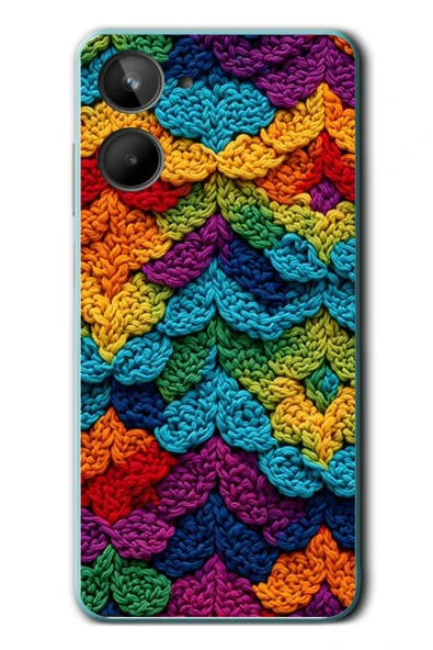 Le Balvo Realme 10 4G Uyumlu Renkli Örgüler Baskılı Silikon Kılıf ürün görseli 1