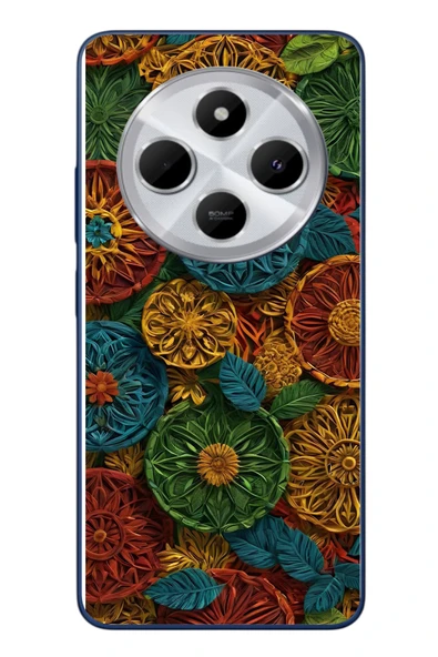 Le Balvo Redmi 14C Uyumlu Hasır Örgü Çiçekler Baskılı Silikon Kılıf ürün görseli 1