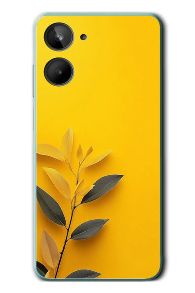 Le Balvo Realme 10 4G Uyumlu Sarı Siyah Çiçekler Baskılı Silikon Kılıf ürün görseli 1