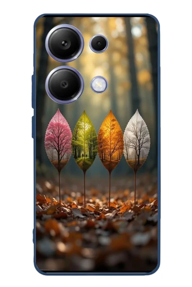 Le Balvo Poco X7 Pro Uyumlu Dört Mevsim Yaprakları Baskılı Silikon Kılıf ürün görseli 1