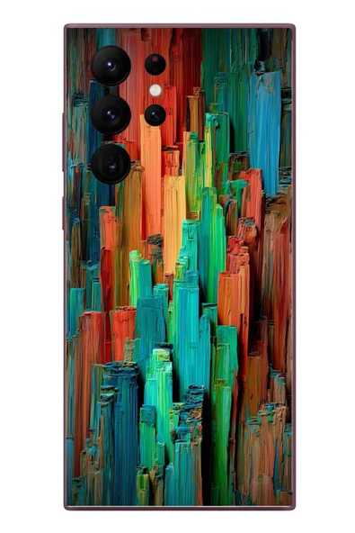 Le Balvo Samsung Galaxy S22 Ultra Uyumlu Dikey Renkler Baskılı Silikon Kılıf ürün görseli 1