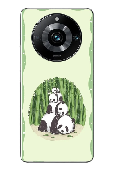 Le Balvo Realme 11 Pro Uyumlu Panda Ailesi Baskılı Silikon Kılıf ürün görseli 1