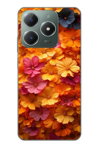 Le Balvo Realme C61 Uyumlu Sarı Pembe Çiçekler Baskılı Silikon Kılıf ürün görseli 1