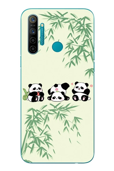 Le Balvo Realme 5i Uyumlu Panda Ailesi Baskılı Silikon Kılıf ürün görseli 1