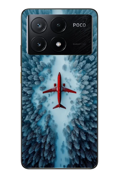 Le Balvo Poco X6 Pro Uyumlu Kış Ortasında Uçak Baskılı Silikon Kılıf ürün görseli 1