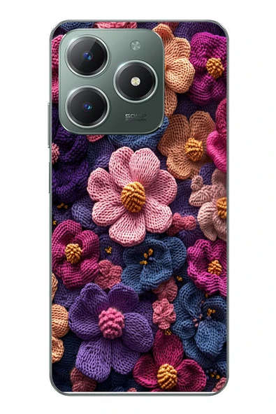 Le Balvo Realme C61 Uyumlu Çiçek Örgüsü Baskılı Silikon Kılıf ürün görseli 1