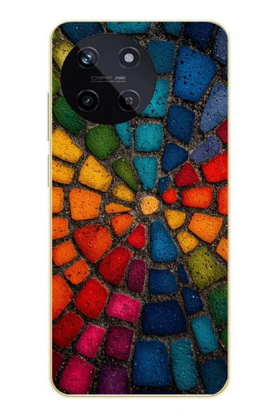 Le Balvo Realme 11 4G Uyumlu Gökkuşağı Renkli Kaldırım Baskılı Silikon Kılıf ürün görseli 1