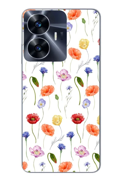 Le Balvo Realme C55 Uyumlu Sade Tek Çiçekler Baskılı Silikon Kılıf ürün görseli 1