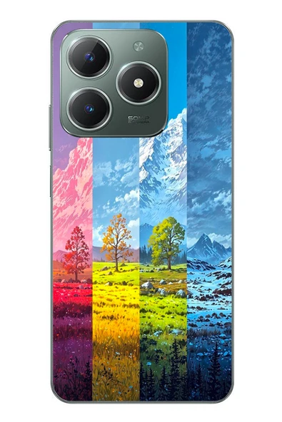 Le Balvo Realme C61 Uyumlu Dört Mevsim Manzara Baskılı Silikon Kılıf ürün görseli 1