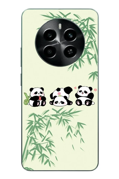 Le Balvo Realme 12 4G Uyumlu Panda Ailesi Baskılı Silikon Kılıf ürün görseli 1