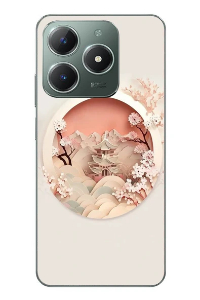 Le Balvo Realme C61 Uyumlu Manzar Retro Yuvarlak Baskılı Silikon Kılıf ürün görseli 1