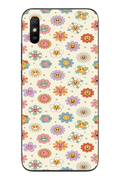 Le Balvo Redmi 9A Uyumlu Gülen Çiçekler Baskılı Silikon Kılıf ürün görseli 1