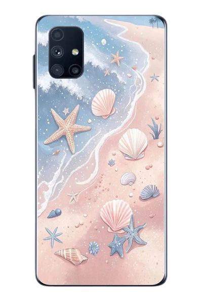 Le Balvo Samsung Galaxy M51 Uyumlu Deniz Yıldızı Kumsalı Baskılı Silikon Kılıf ürün görseli 1