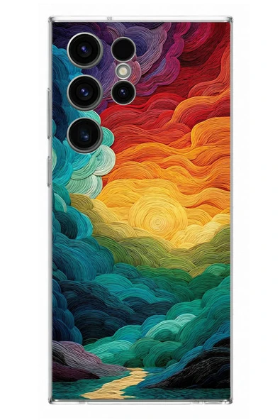 Le Balvo Samsung Galaxy S23 Ultra Uyumlu Gün Doğumu ve Batımı Baskılı Silikon Kılıf ürün görseli 1