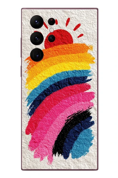 Le Balvo Samsung Galaxy S22 Ultra Uyumlu Güneşli Gökkuşağı Baskılı Silikon Kılıf ürün görseli 1