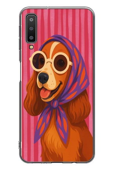 Le Balvo Samsung Galaxy A7 2018 Uyumlu Gözlüklü Köpek Baskılı Silikon Kılıf ürün görseli 1