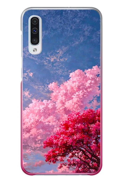 Le Balvo Samsung Galaxy A50 Uyumlu Kırmızı Pembe Ağaçlar Baskılı Silikon Kılıf ürün görseli 1