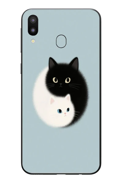 Le Balvo Samsung Galaxy M20 Uyumlu Yin Yang Kediler Baskılı Silikon Kılıf ürün görseli 1