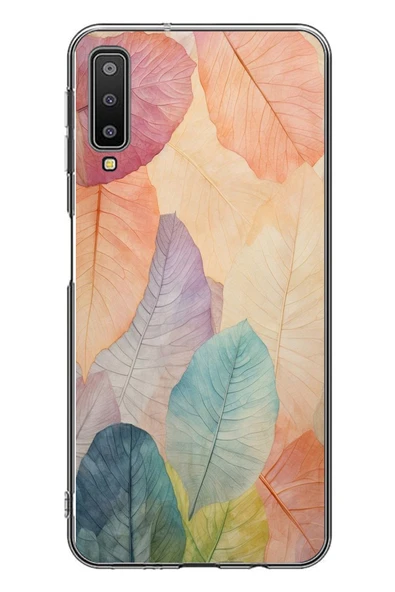Le Balvo Samsung Galaxy A7 2018 Uyumlu Hafif Yapraklar Baskılı Silikon Kılıf ürün görseli 1