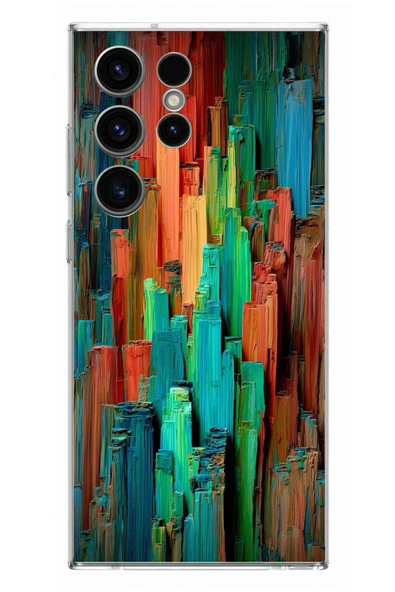 Le Balvo Samsung Galaxy S23 Ultra Uyumlu Dikey Renkler Baskılı Silikon Kılıf ürün görseli 1