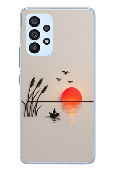 Le Balvo Samsung Galaxy A53 Uyumlu Gün Batımı Çizim Baskılı Silikon Kılıf ürün görseli 1