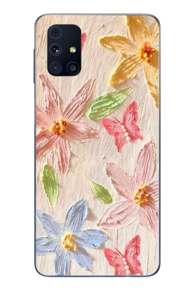 Le Balvo Samsung Galaxy M31s Uyumlu Kelebekli Papatya Baskılı Silikon Kılıf ürün görseli 1
