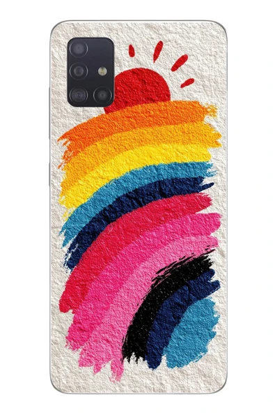 Le Balvo Samsung Galaxy A51 Uyumlu Güneşli Gökkuşağı Baskılı Silikon Kılıf ürün görseli 1