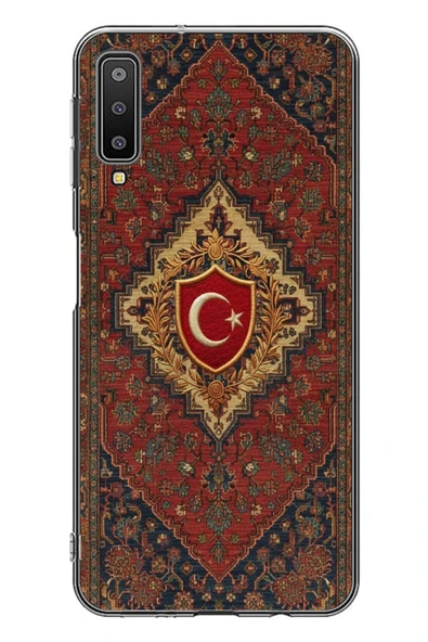 Le Balvo Samsung Galaxy A7 2018 Uyumlu Türkiye Bayraklı Halı Baskılı Silikon Kılıf ürün görseli 1