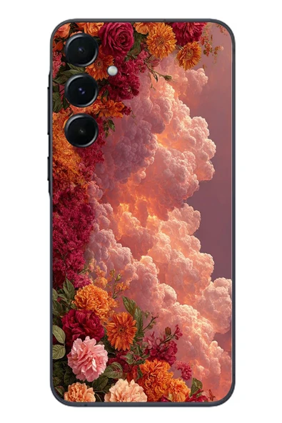 Le Balvo Samsung Galaxy A55 Uyumlu Güller ve Bulutlar Baskılı Silikon Kılıf ürün görseli 1