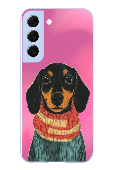 Le Balvo Samsung Galaxy S22 Uyumlu Sevimli Siyah Köpek Baskılı Silikon Kılıf ürün görseli 1