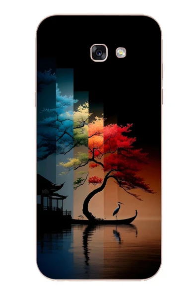 Le Balvo Samsung Galaxy A7 (2017) Uyumlu Dört Mevsim Ağaç Baskılı Silikon Kılıf ürün görseli 1