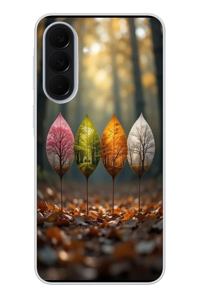 Le Balvo Samsung Galaxy A37 Uyumlu Dört Mevsim Yaprakları Baskılı Silikon Kılıf ürün görseli 1